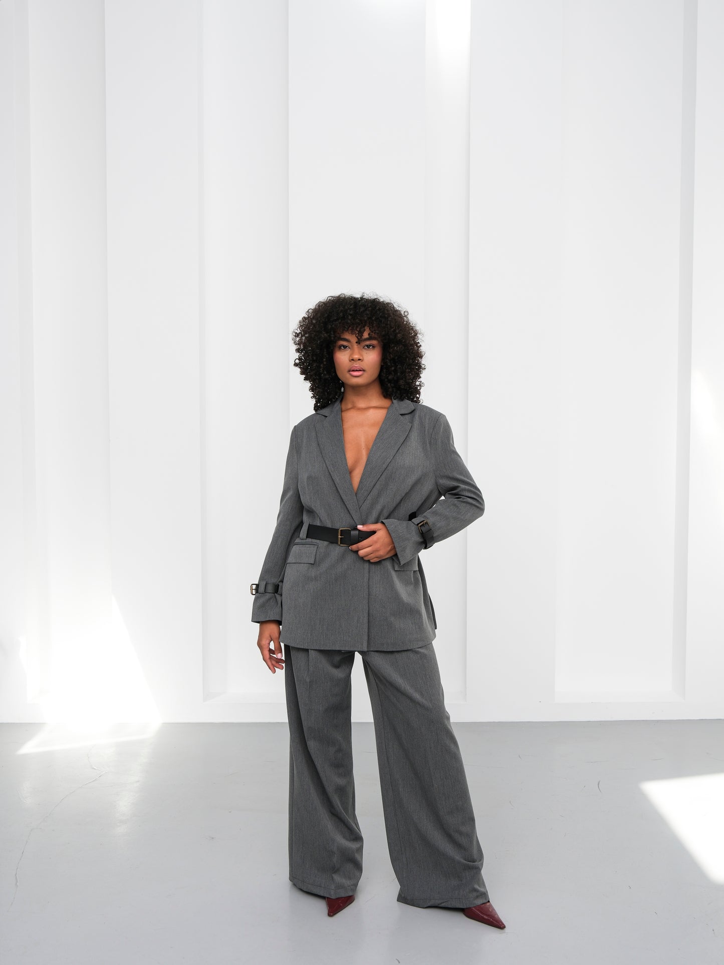 Gri Oversize Blazer Ceket Pantolon Takım Elbise