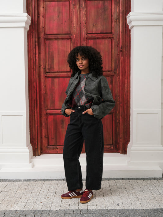 Yüksek Bel Balloon Fit Siyah Jean