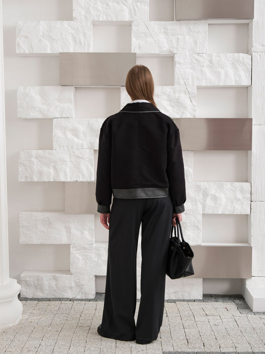 Siyah Süet Cep Detaylı Ceket