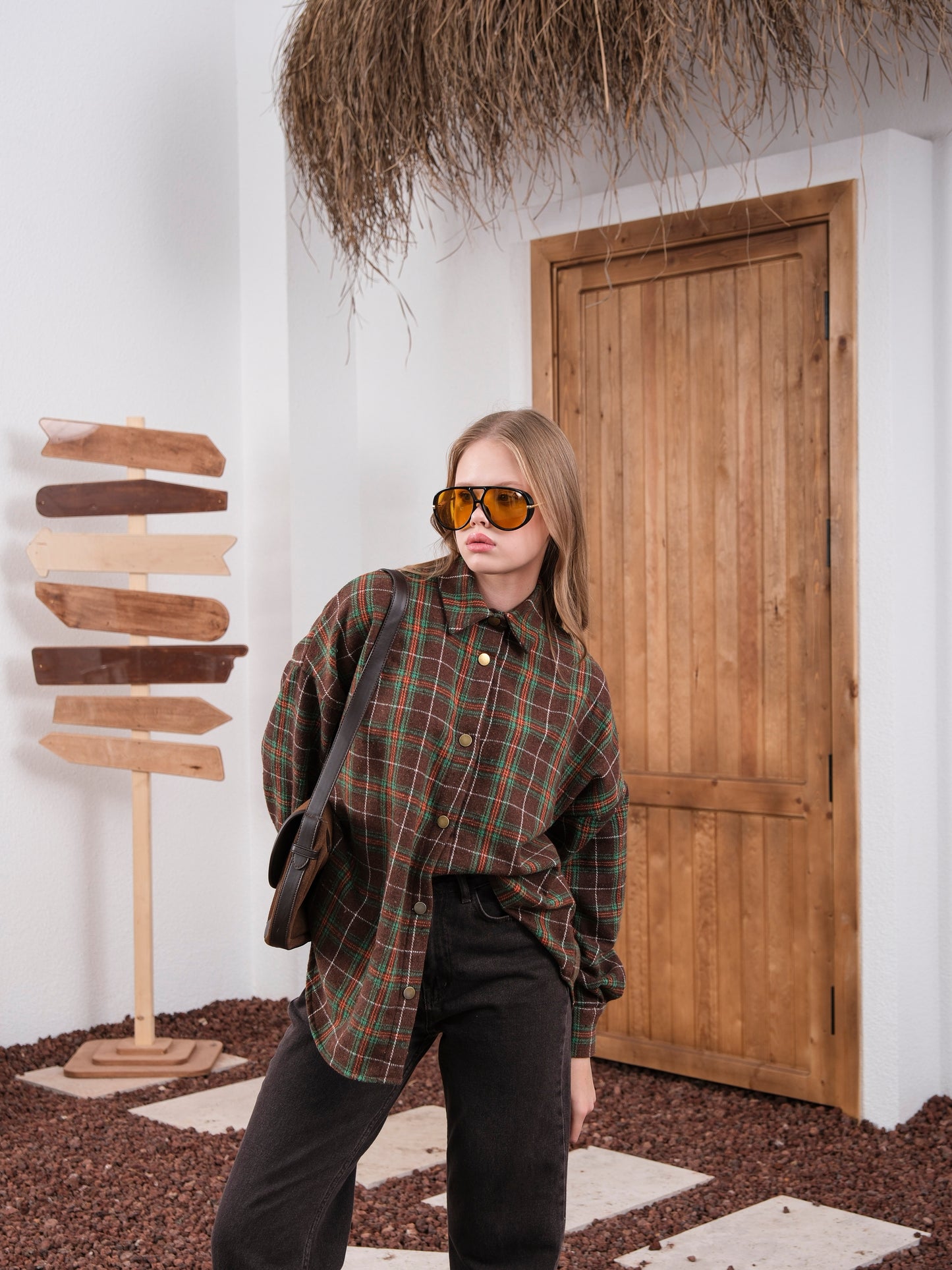 Kahverengi Ekose Desenli Oduncu Gömlek