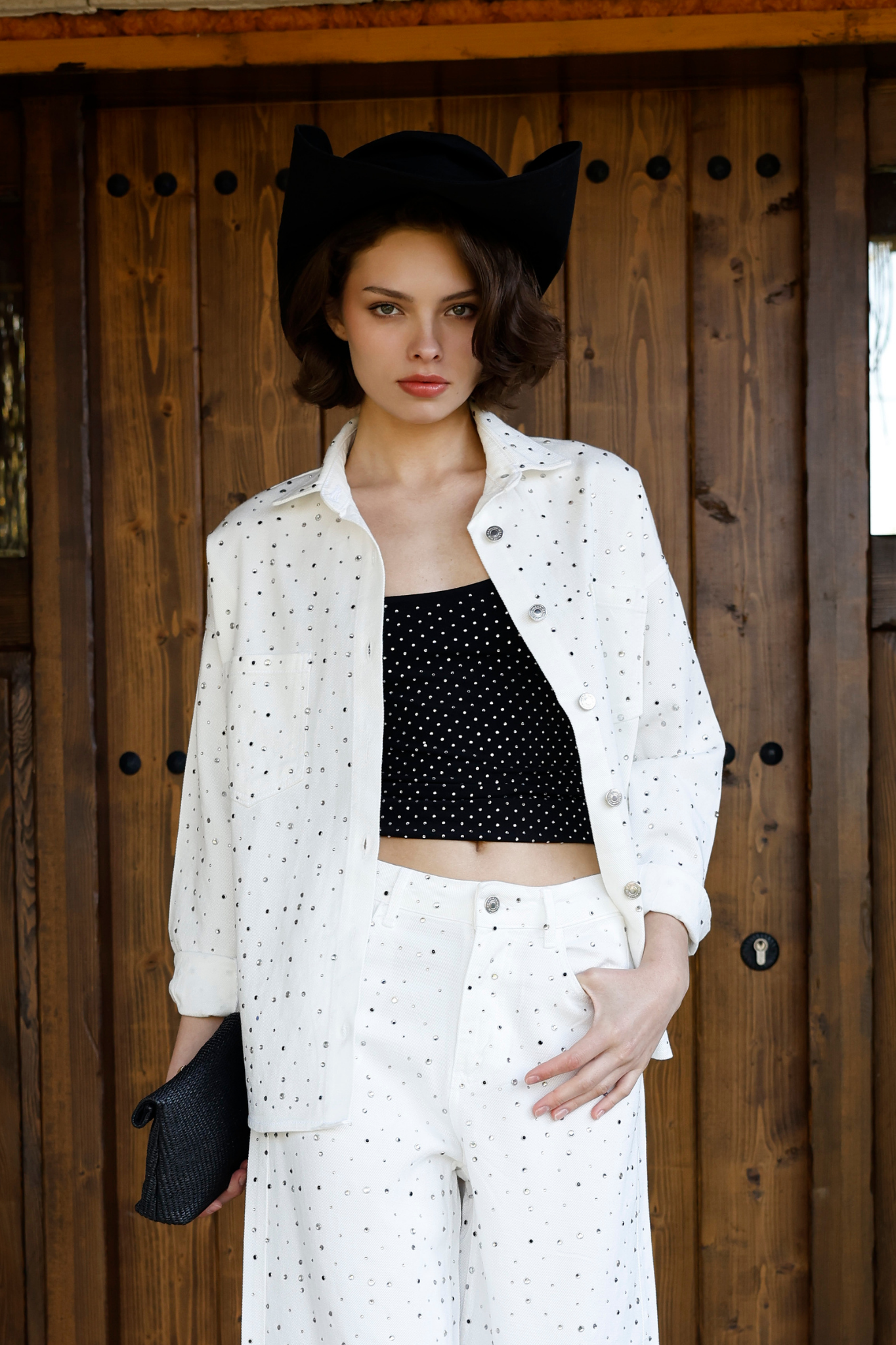 Taşlı Oversize Jean Gömlek