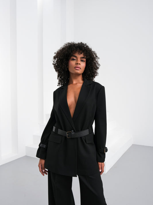 Siyah Oversize Blazer Ceket Pantolon Takım Elbise