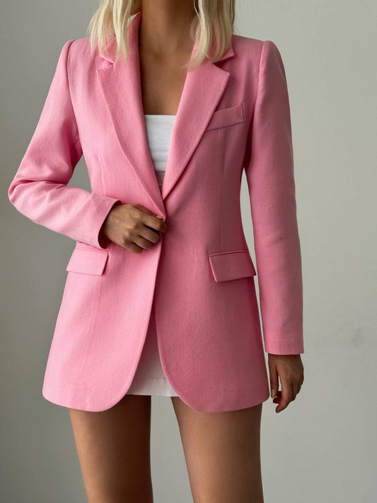 Keten Kruvaza Blazer Ceket