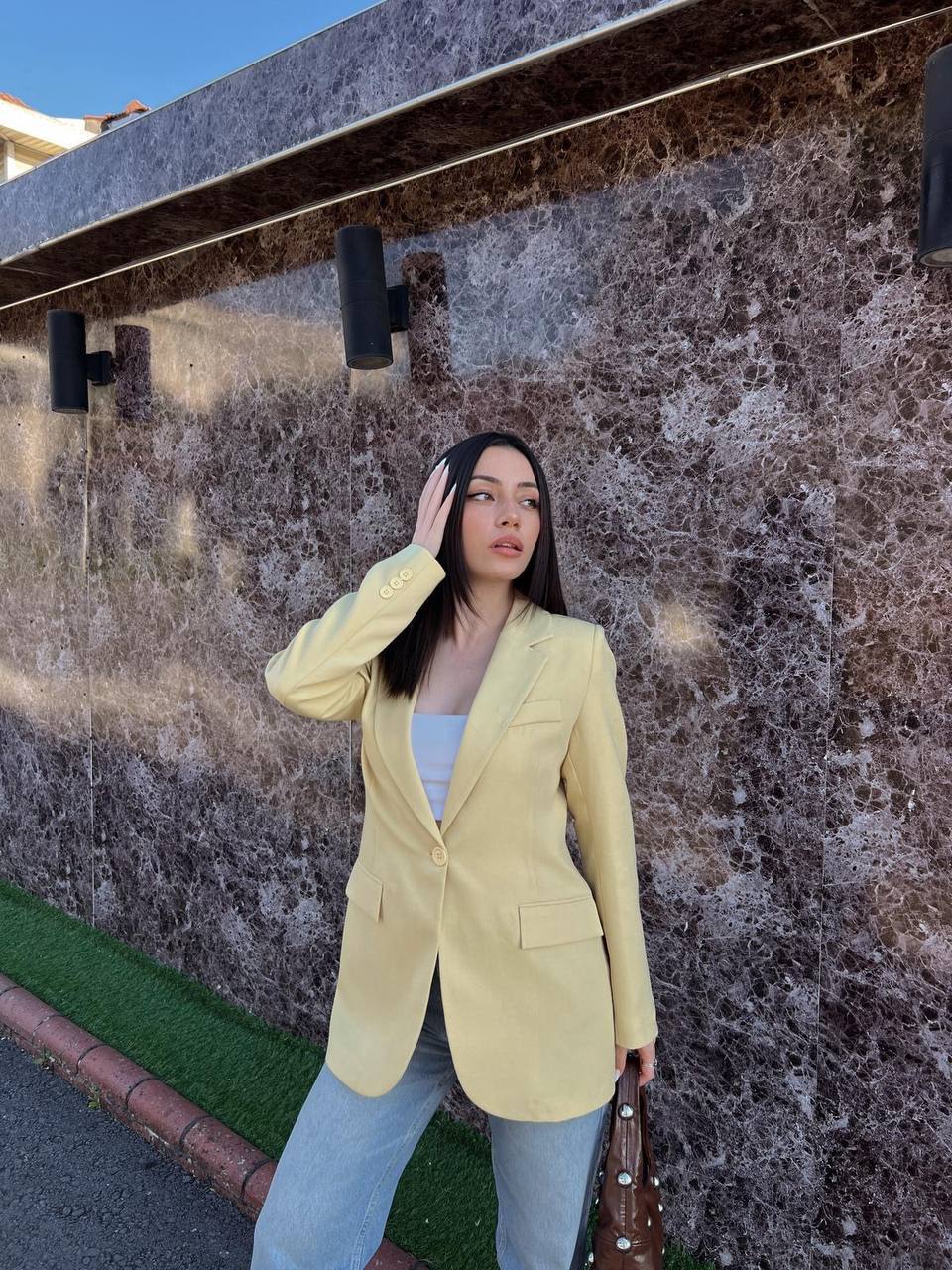 Keten Kruvaza Blazer Ceket