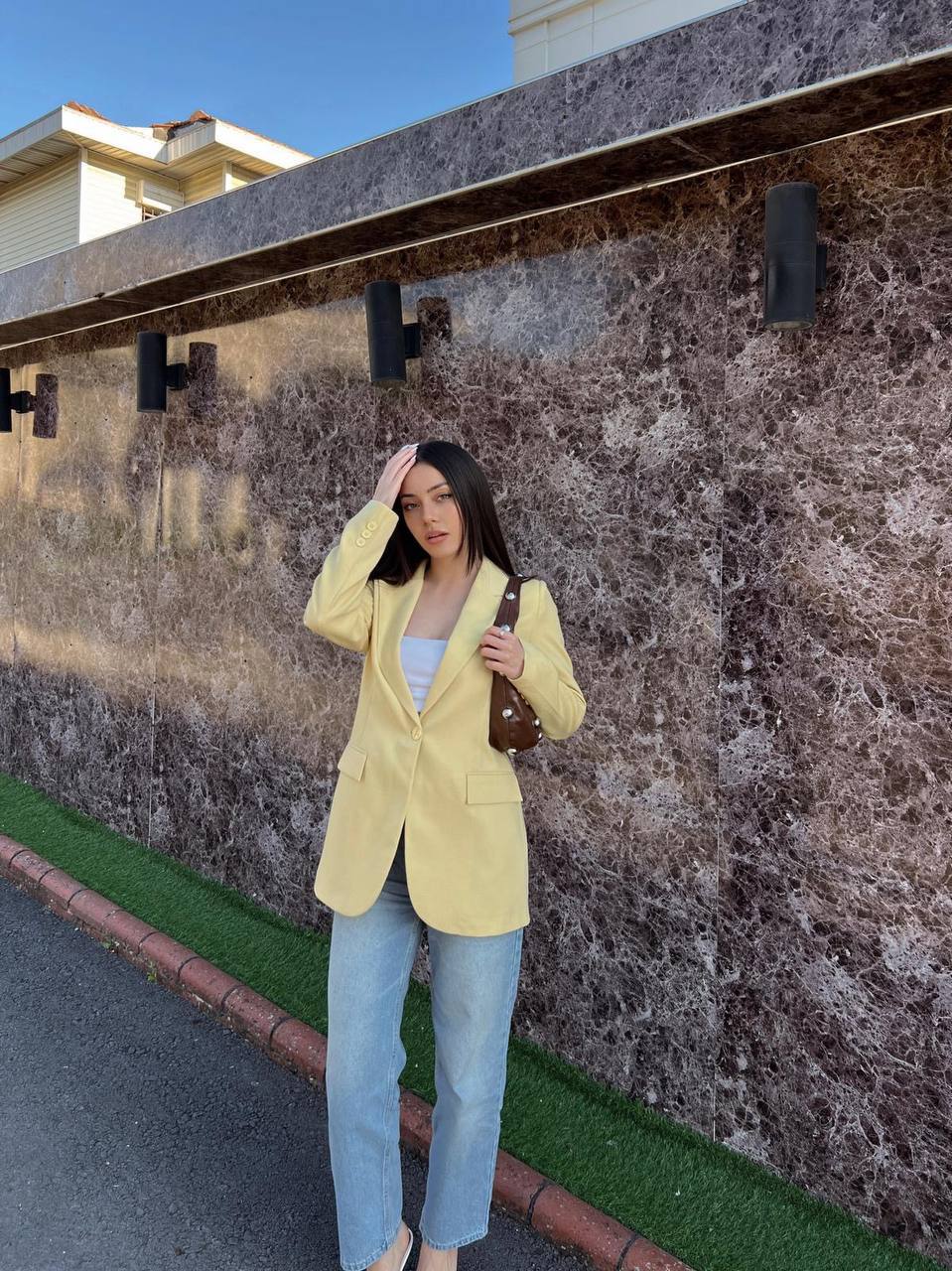 Keten Kruvaza Blazer Ceket