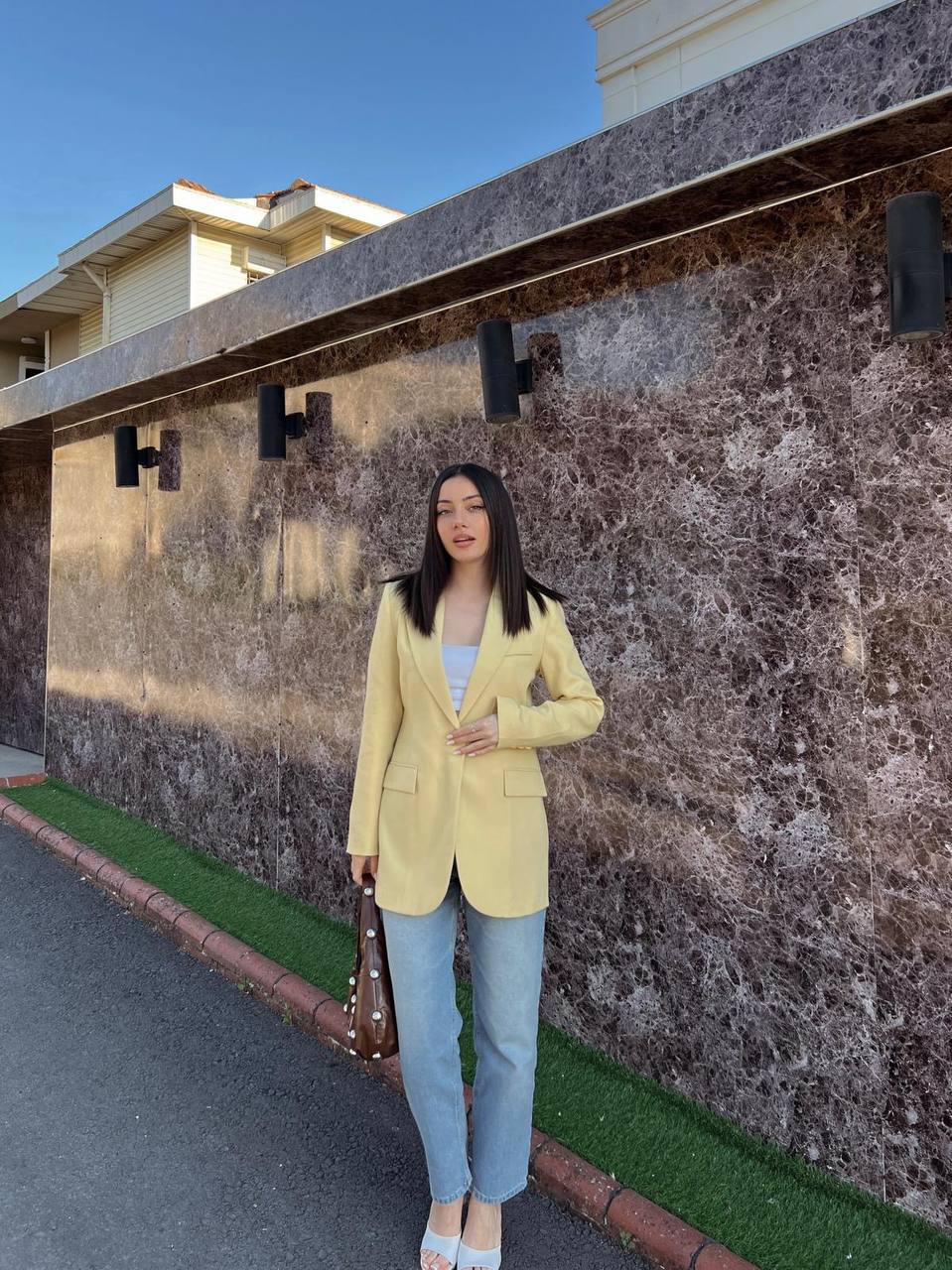 Keten Kruvaza Blazer Ceket