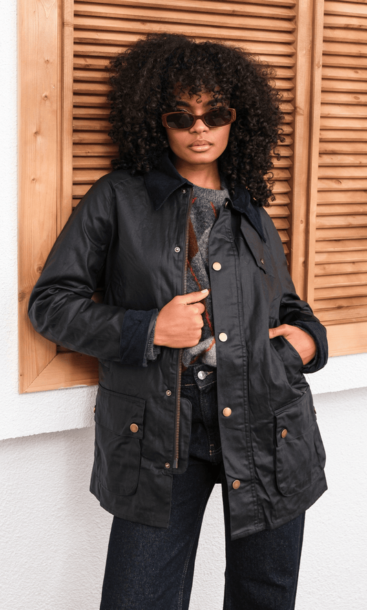 Lacivert Mumlu Gabardin Ekose Astarlı Parka