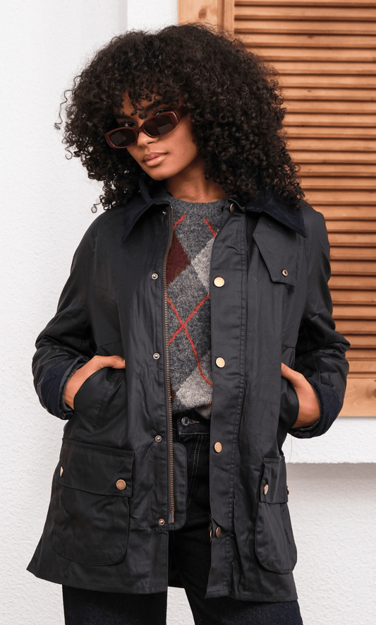 Lacivert Mumlu Gabardin Ekose Astarlı Parka