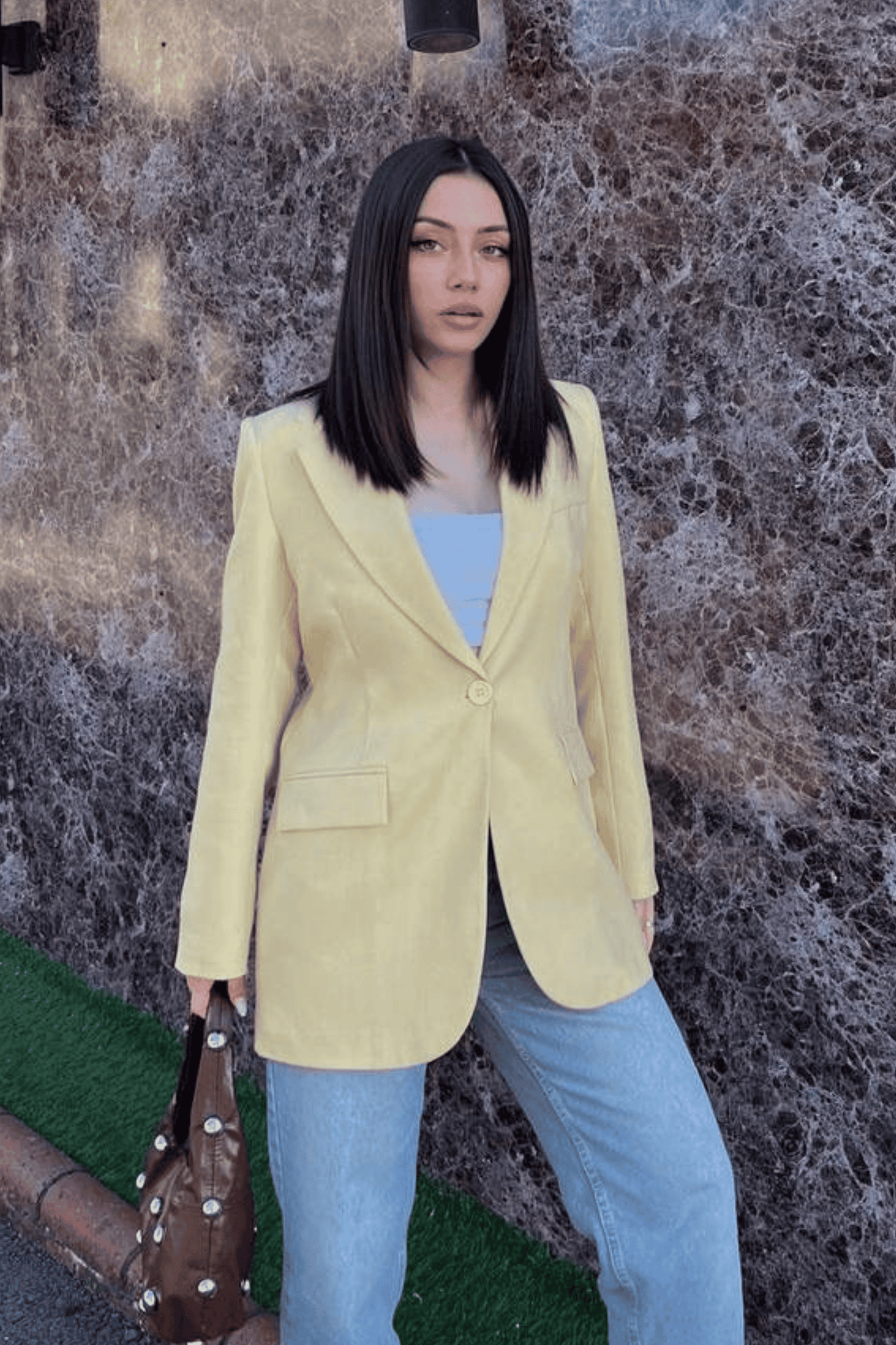 Keten Kruvaza Blazer Ceket