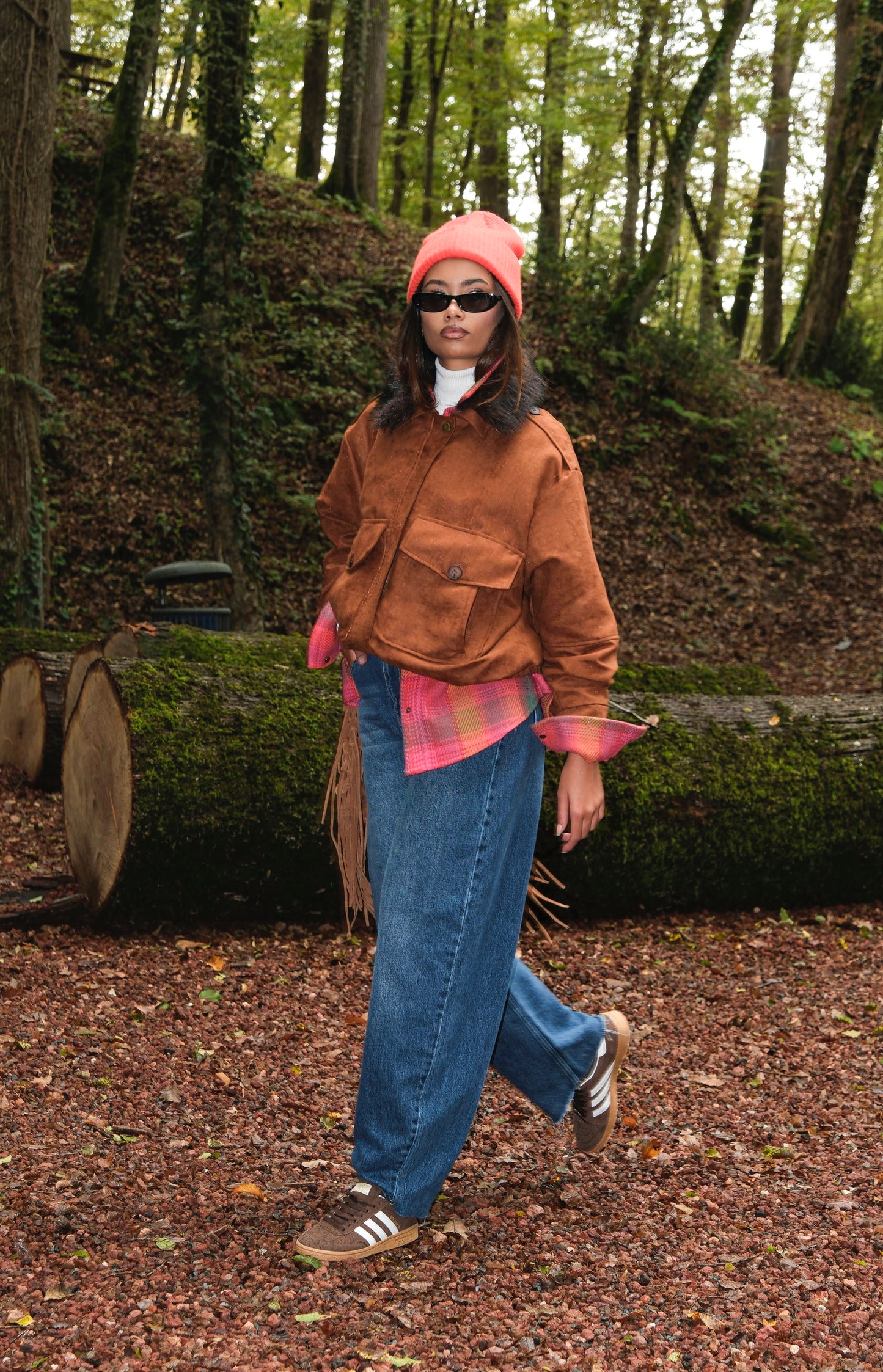 Taba Süet Kürk Yakalı Bomber Ceket