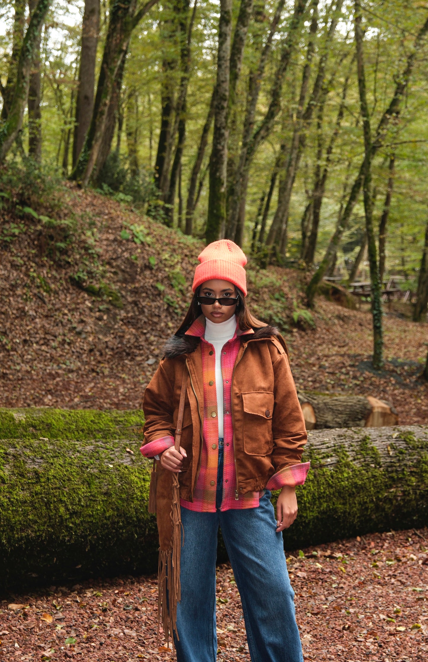 Taba Süet Kürk Yakalı Bomber Ceket