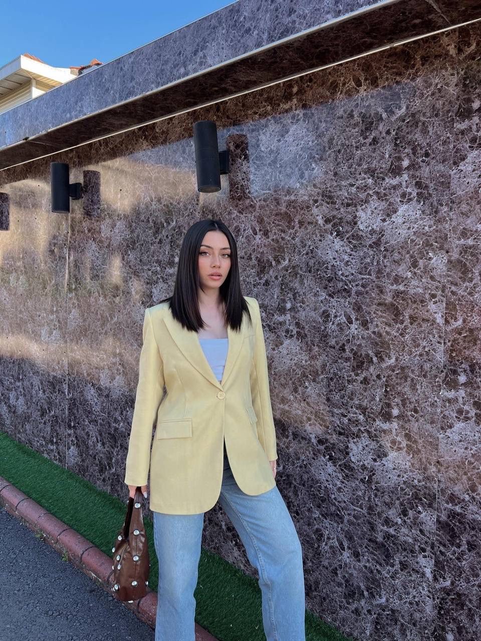 Keten Kruvaza Blazer Ceket