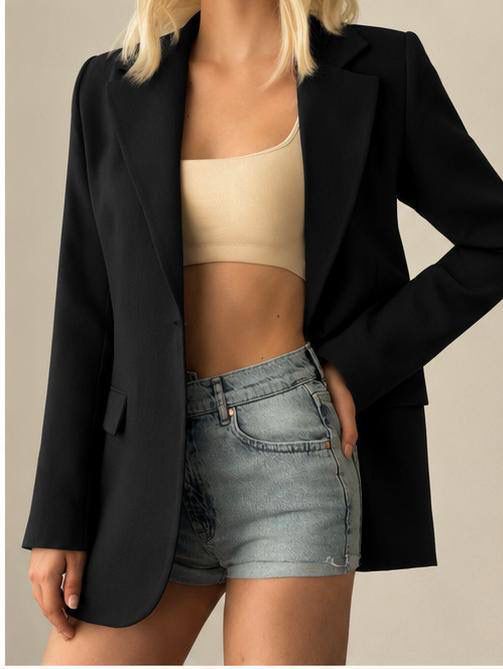 Keten Kruvaza Blazer Ceket