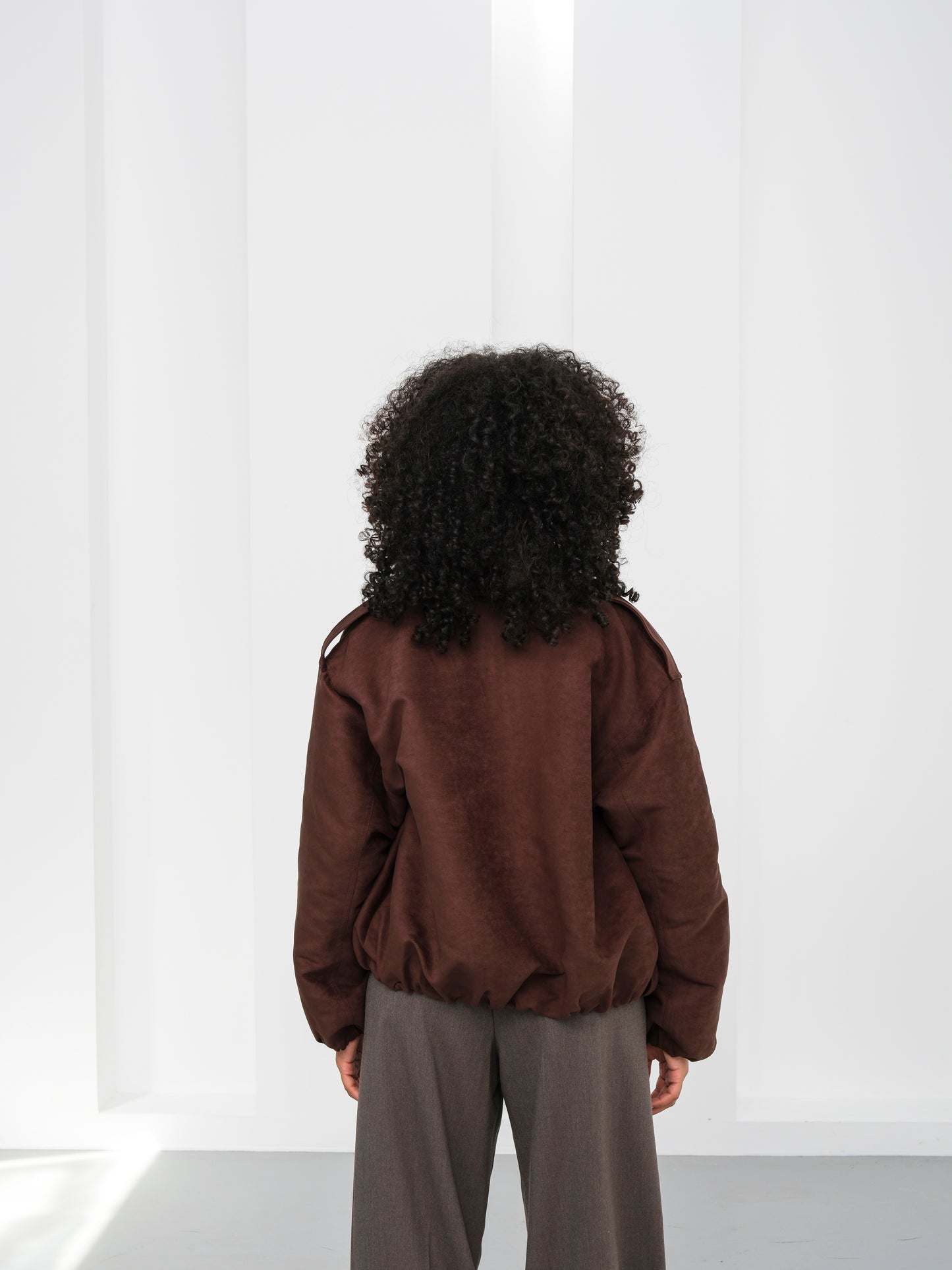 Kahverengi Bomber Fermuarlı Süet Ceket