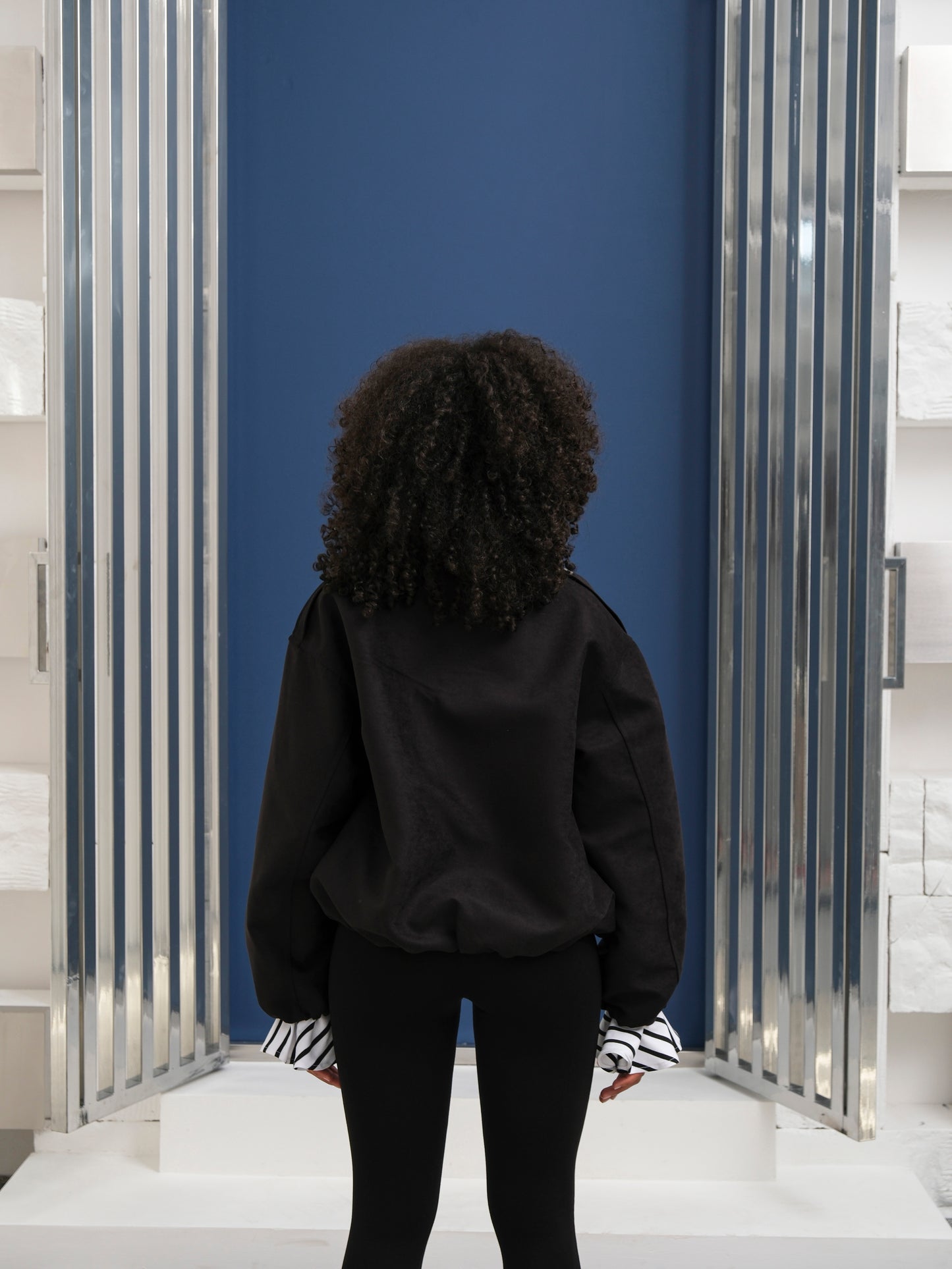 Siyah Bomber Fermuarlı Süet Ceket