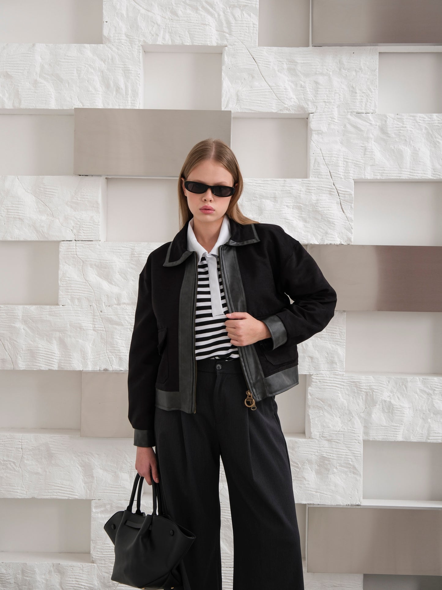 Siyah Süet Cep Detaylı Ceket