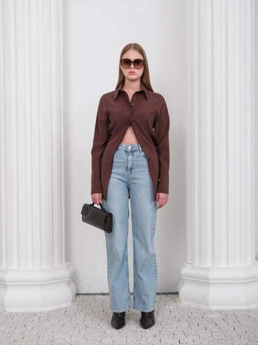 Yüksel Bel Straight Fit Mavi Jean