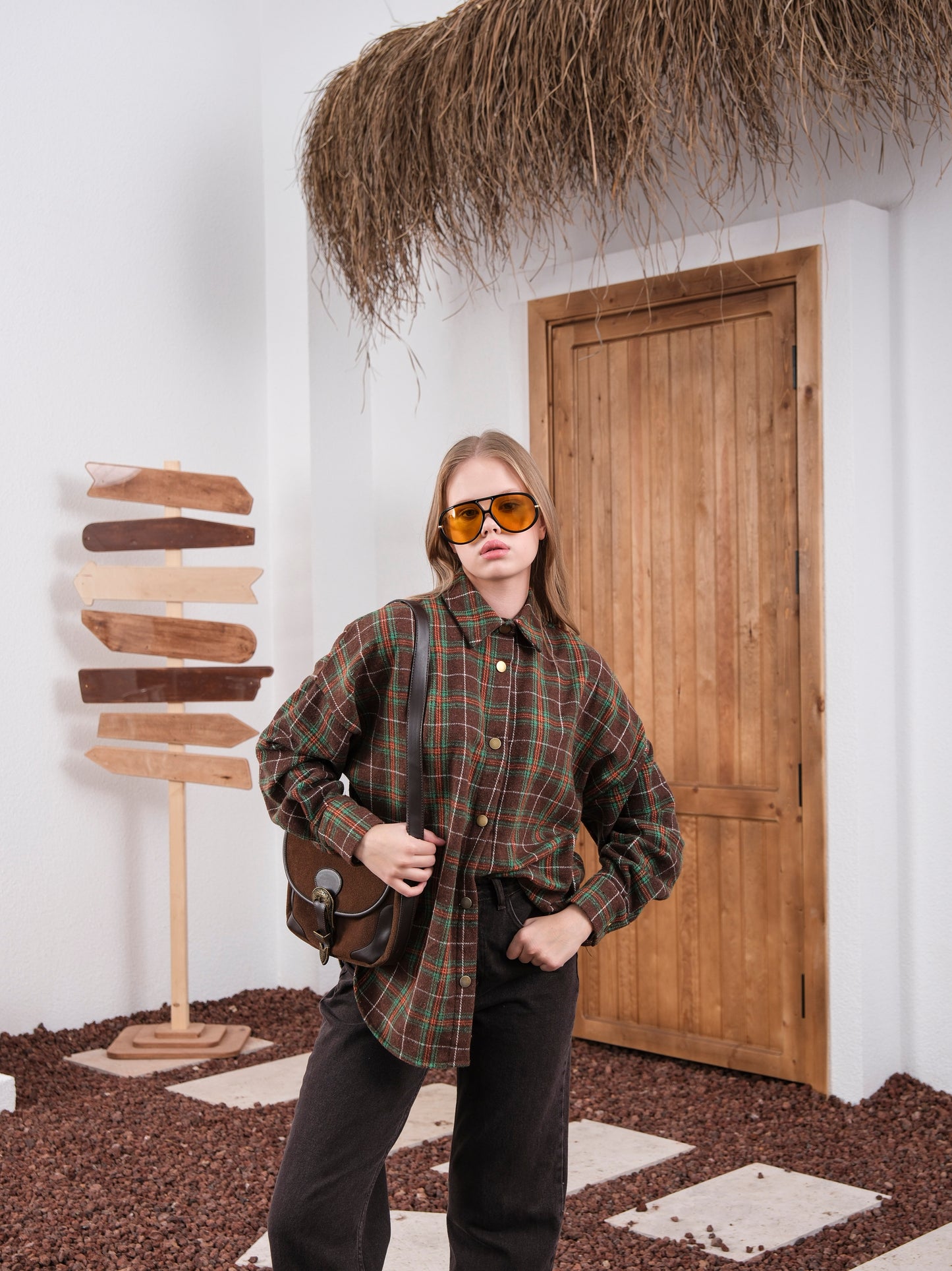 Kahverengi Ekose Desenli Oduncu Gömlek