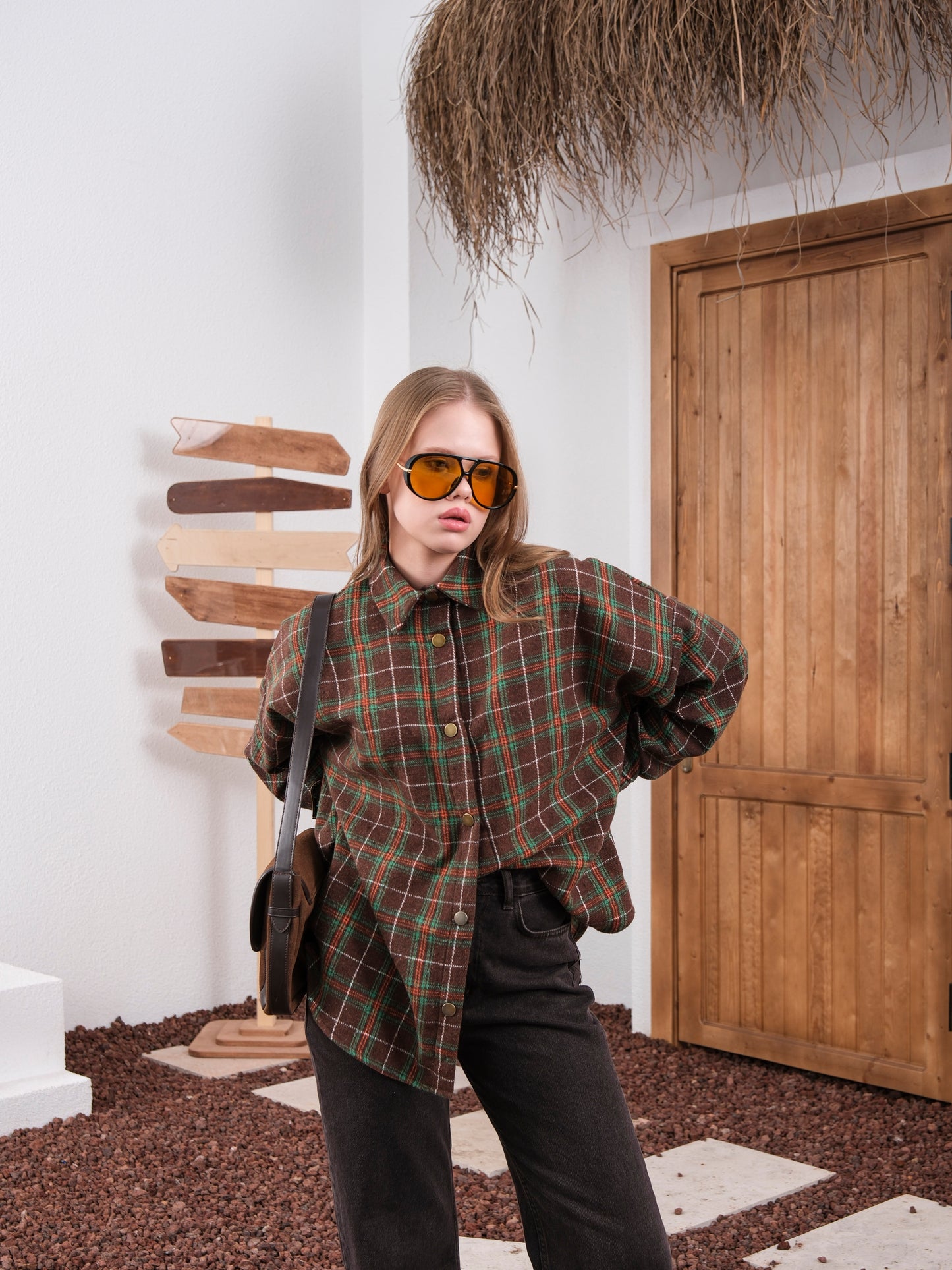 Kahverengi Ekose Desenli Oduncu Gömlek