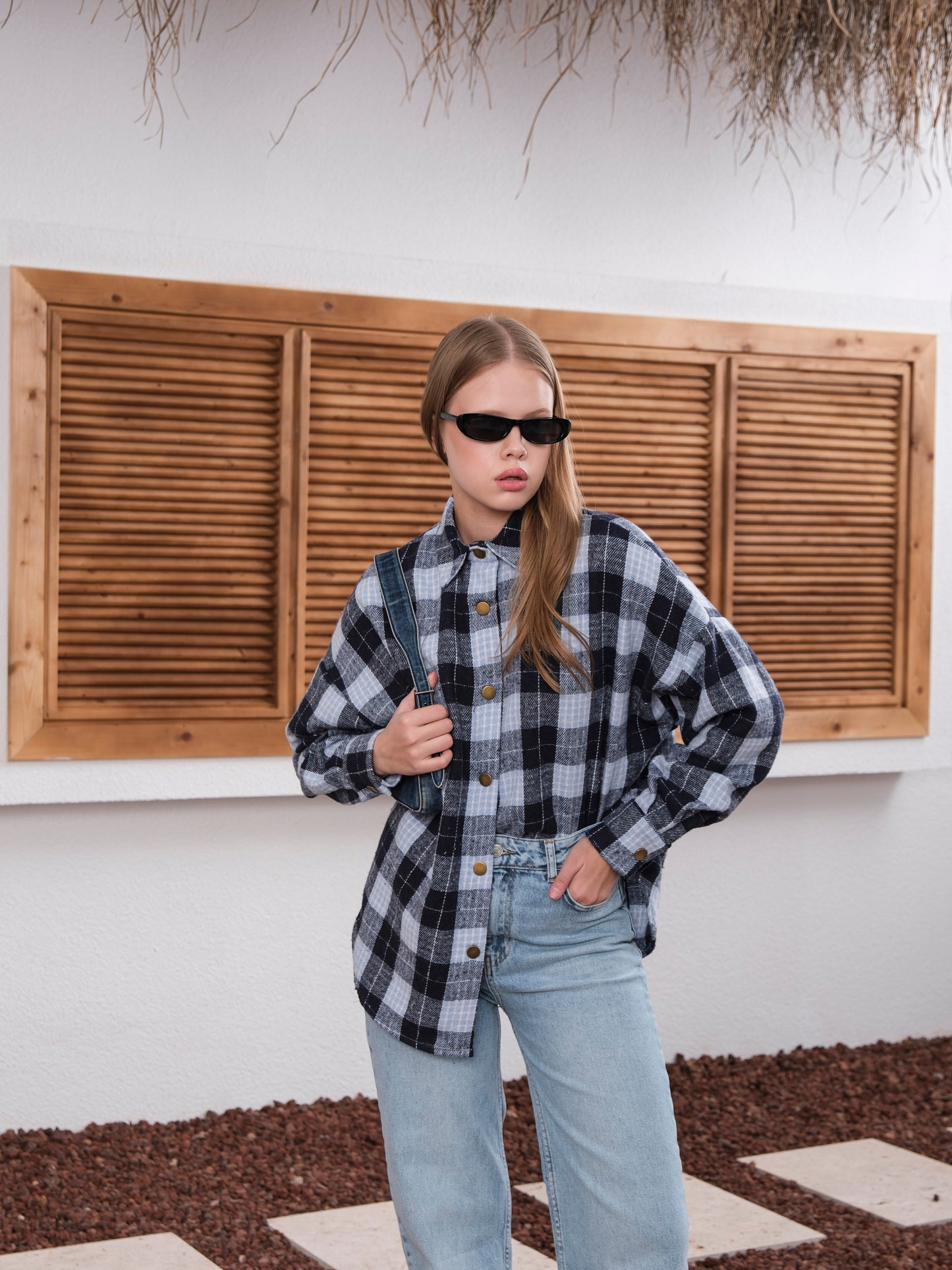 Mavi Ekose Desenli Oduncu Gömlek