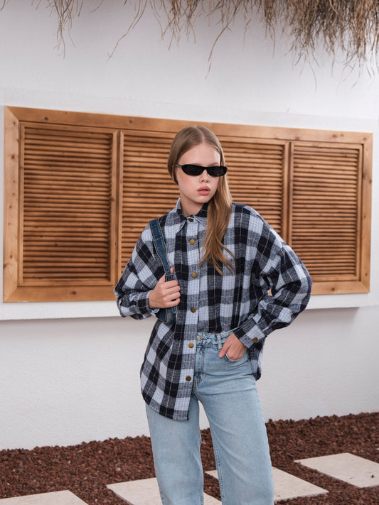 Mavi Ekose Desenli Oduncu Gömlek