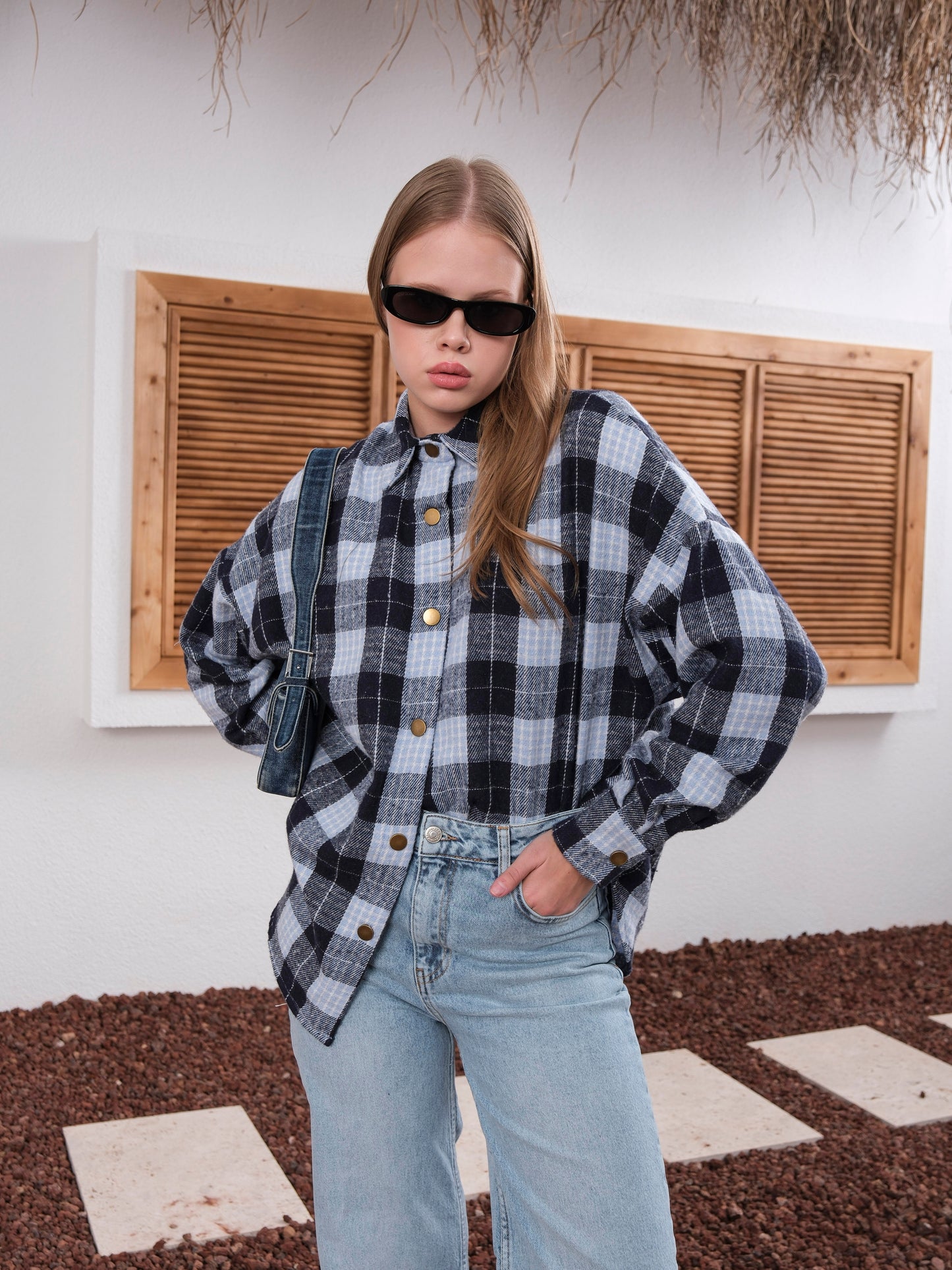 Mavi Ekose Desenli Oduncu Gömlek