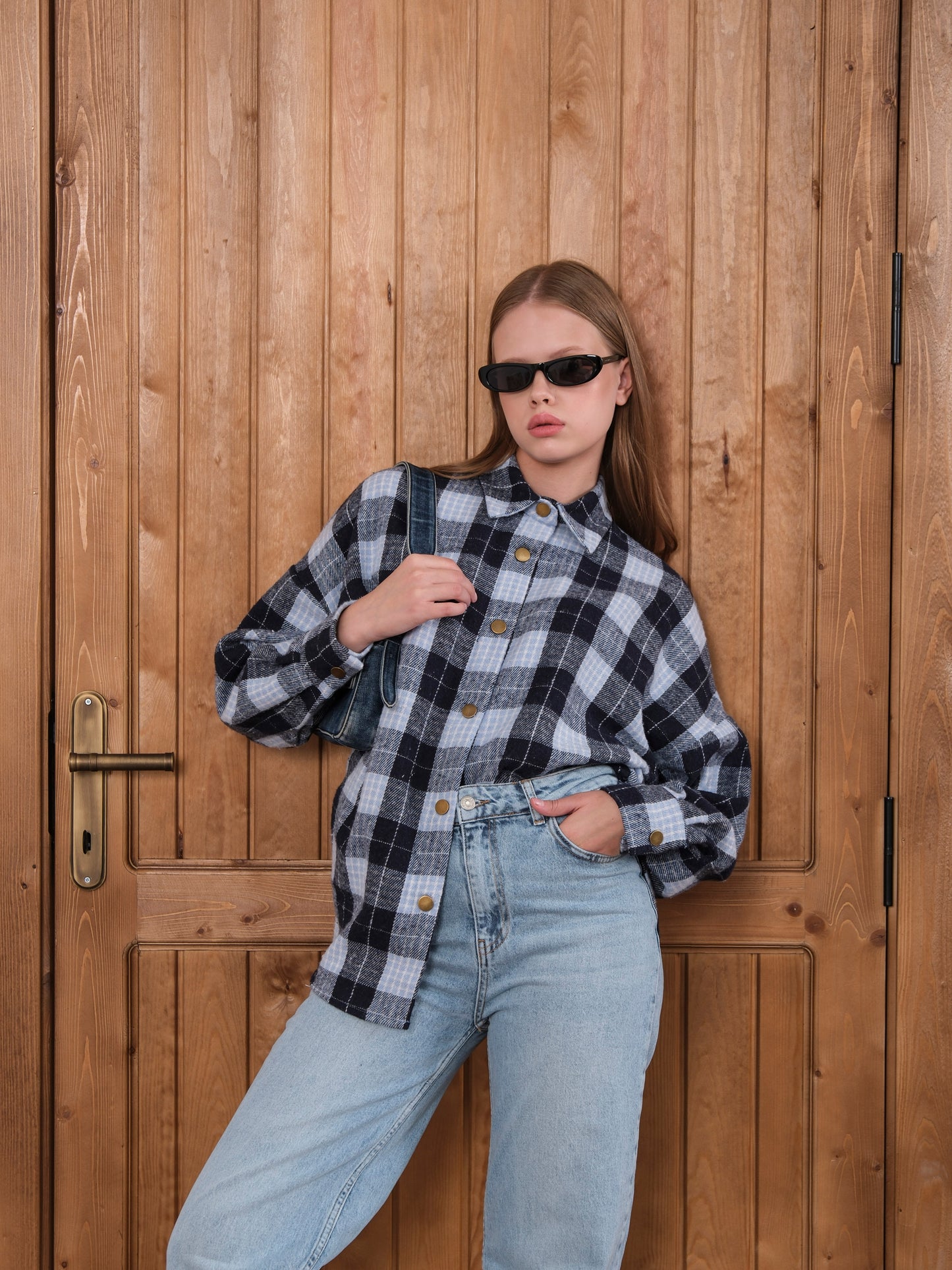 Mavi Ekose Desenli Oduncu Gömlek