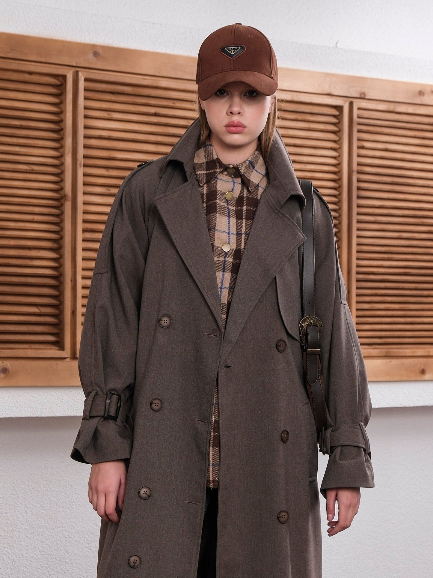 Premium Oversize Astarlı Uzun Vizon Trençkot