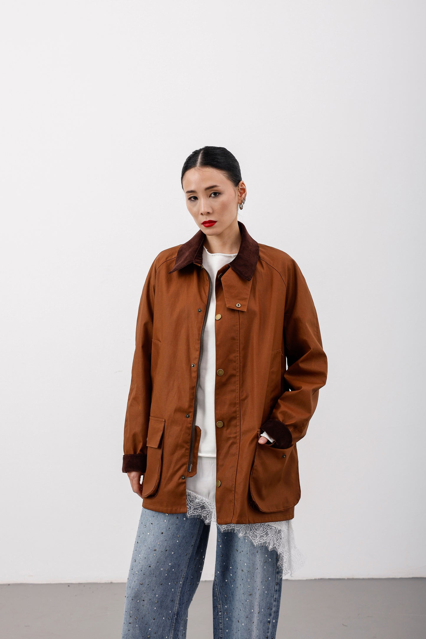 Taba Mumlu Gabardin Ekose Astarlı Parka