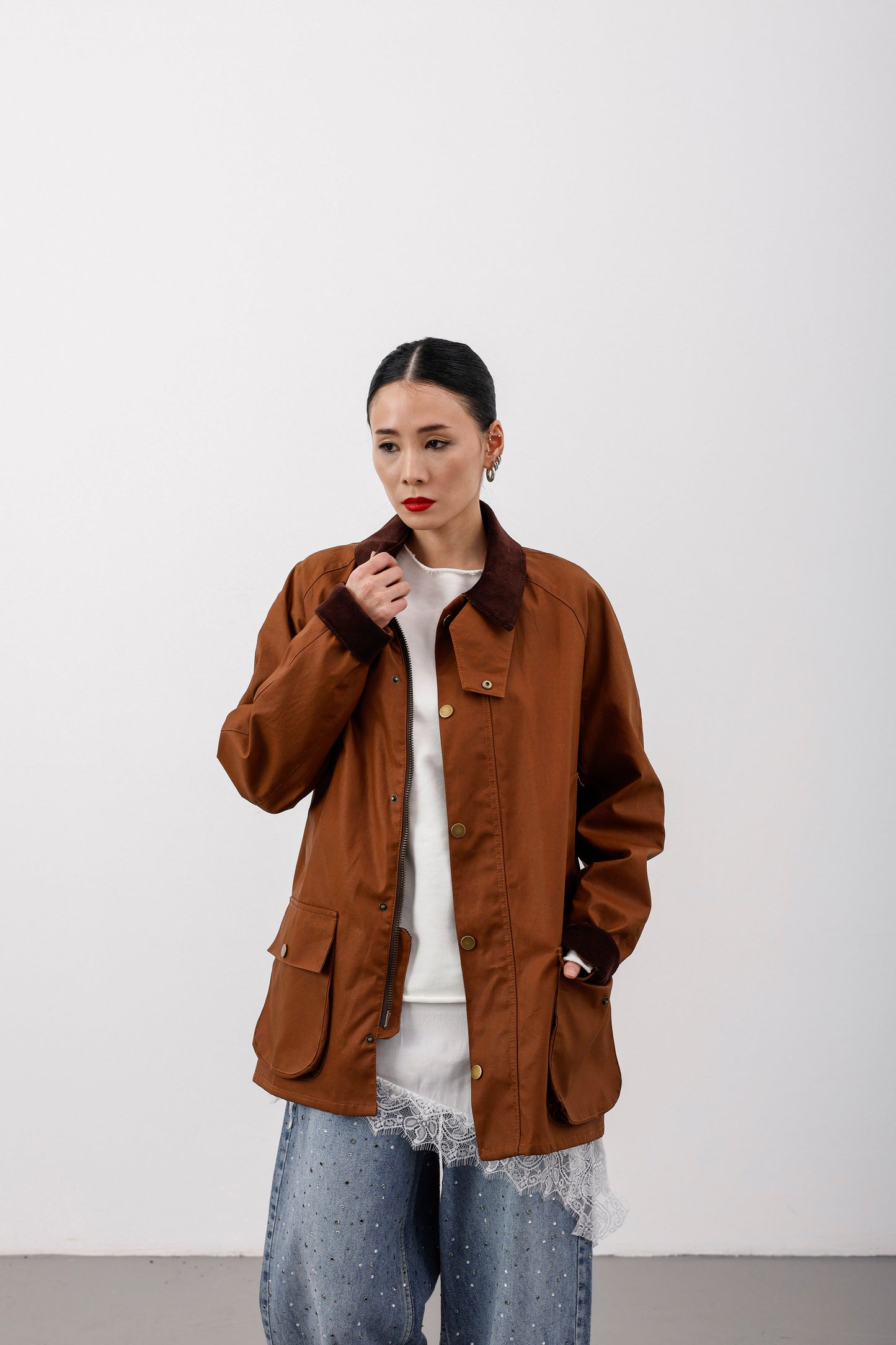 Taba Mumlu Gabardin Ekose Astarlı Parka