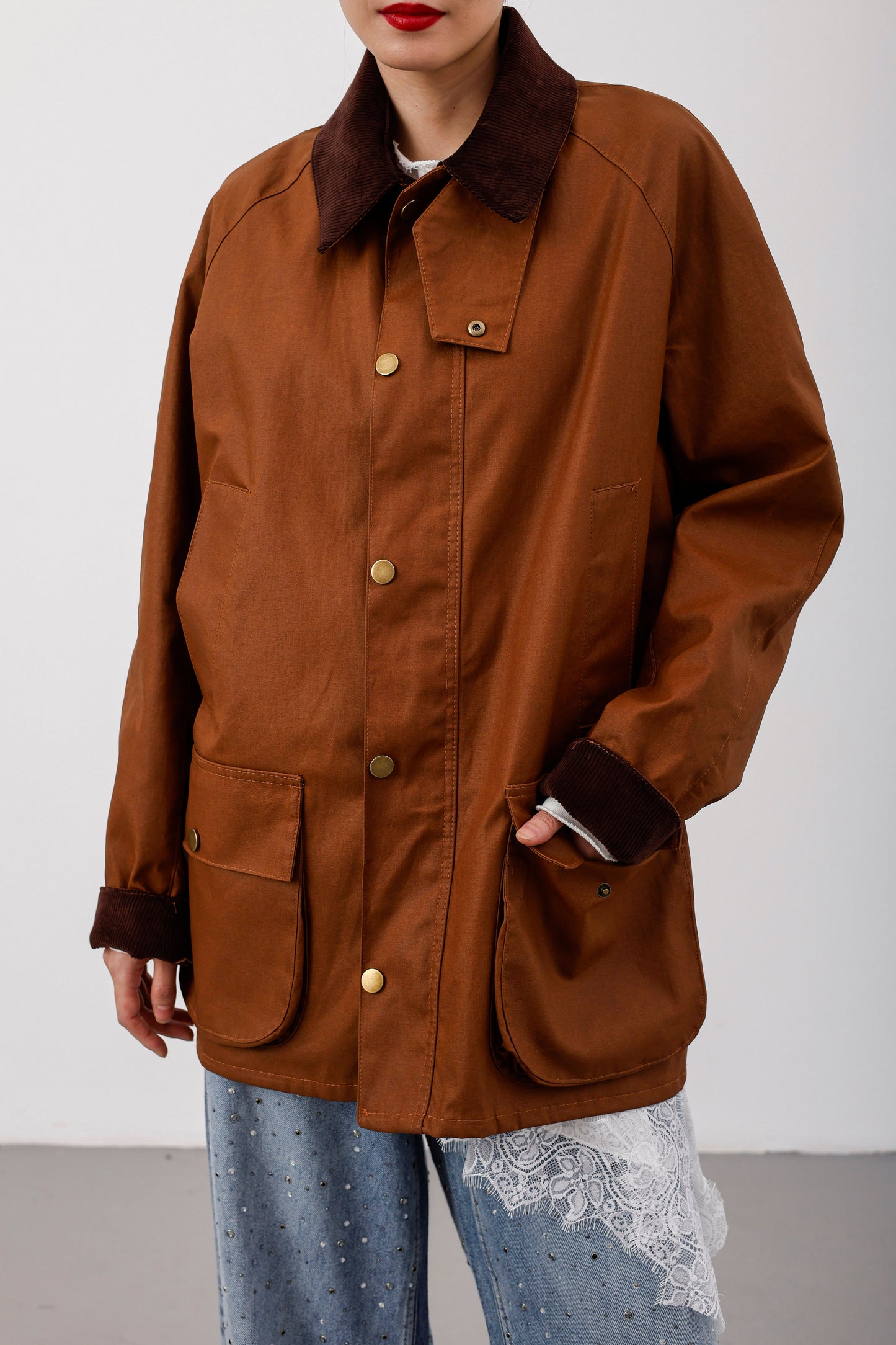 Taba Mumlu Gabardin Ekose Astarlı Parka