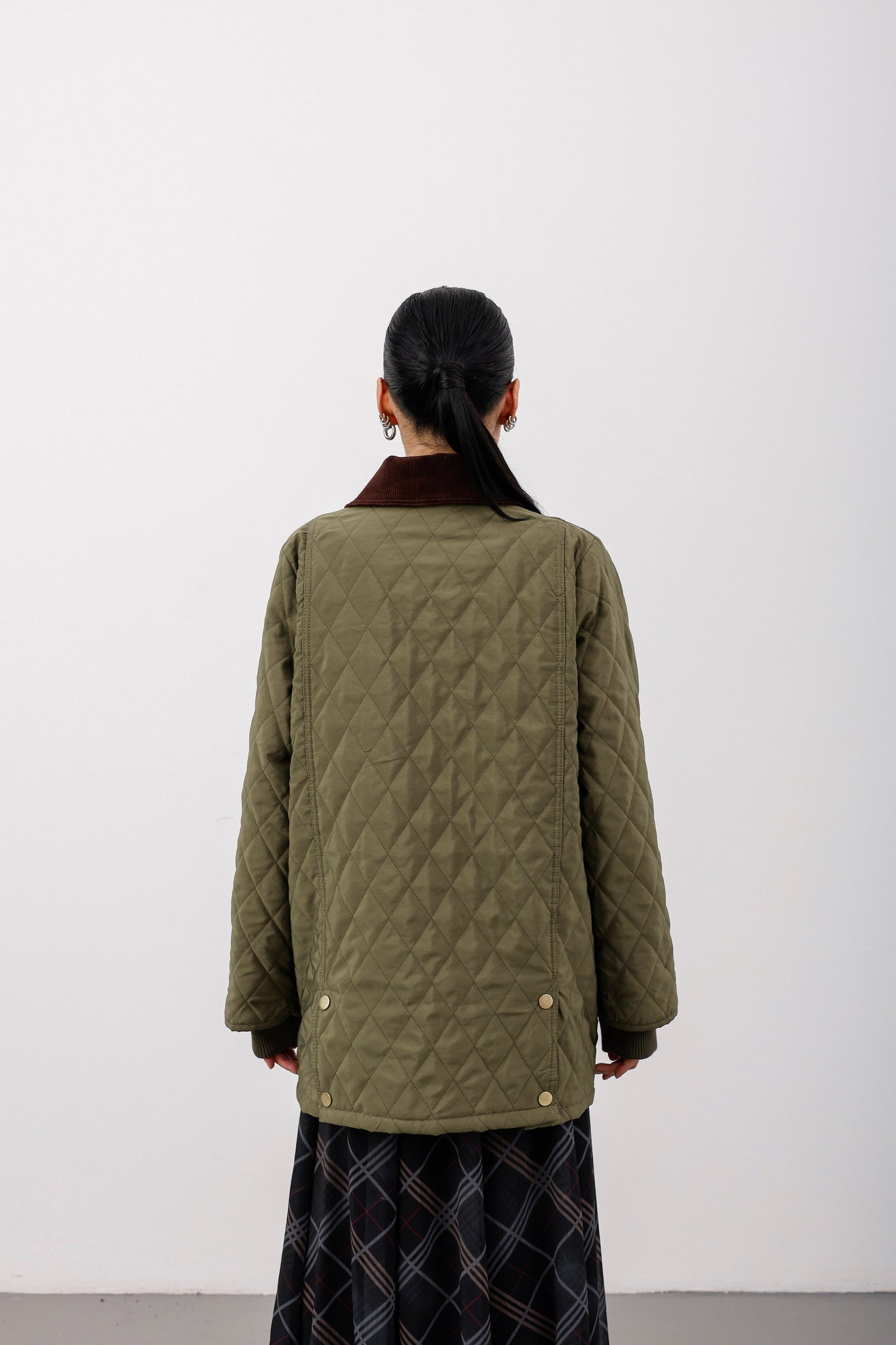 Oversize Kapitone Kadife Yaka Mont