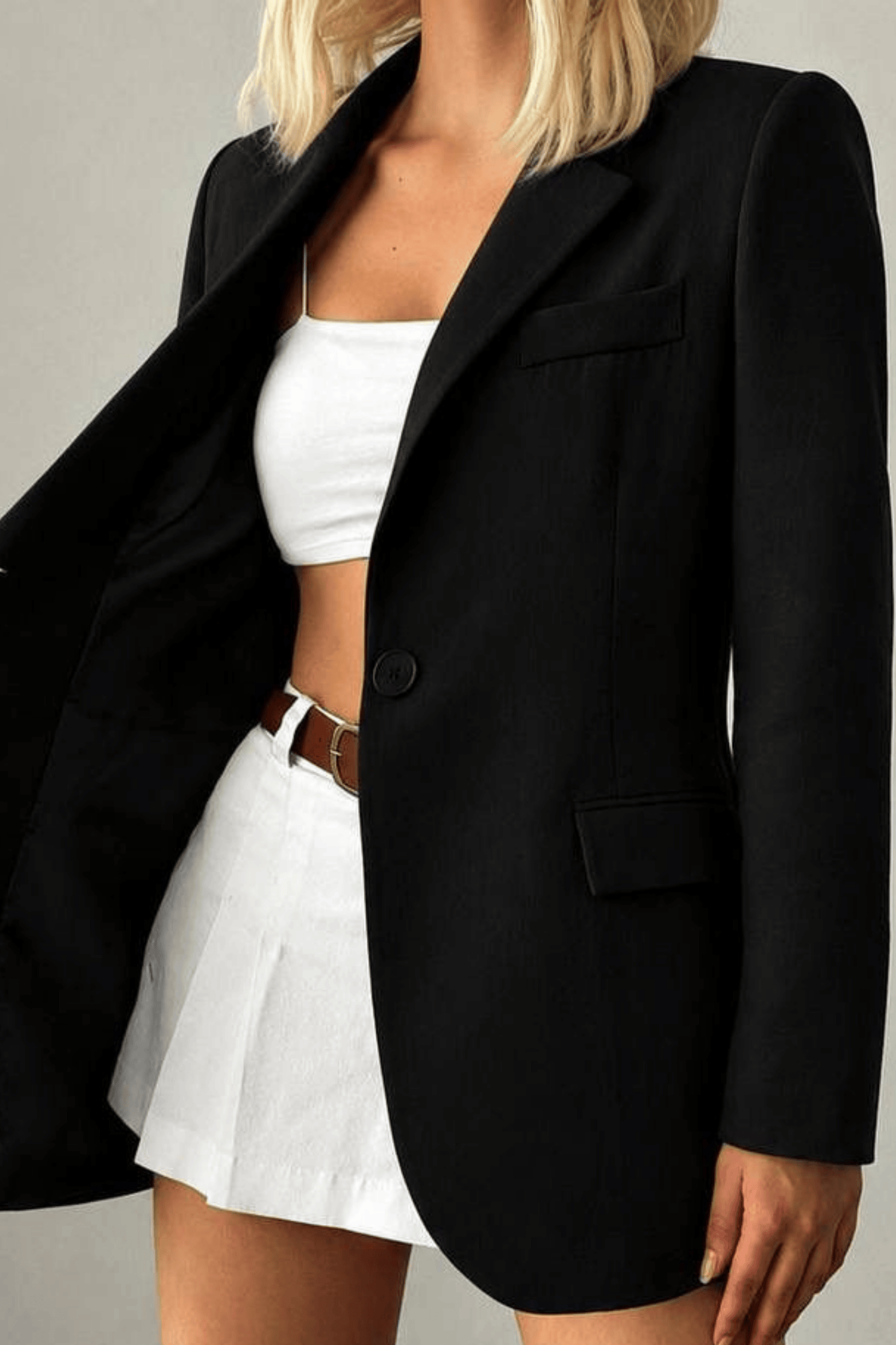 Keten Kruvaza Blazer Ceket