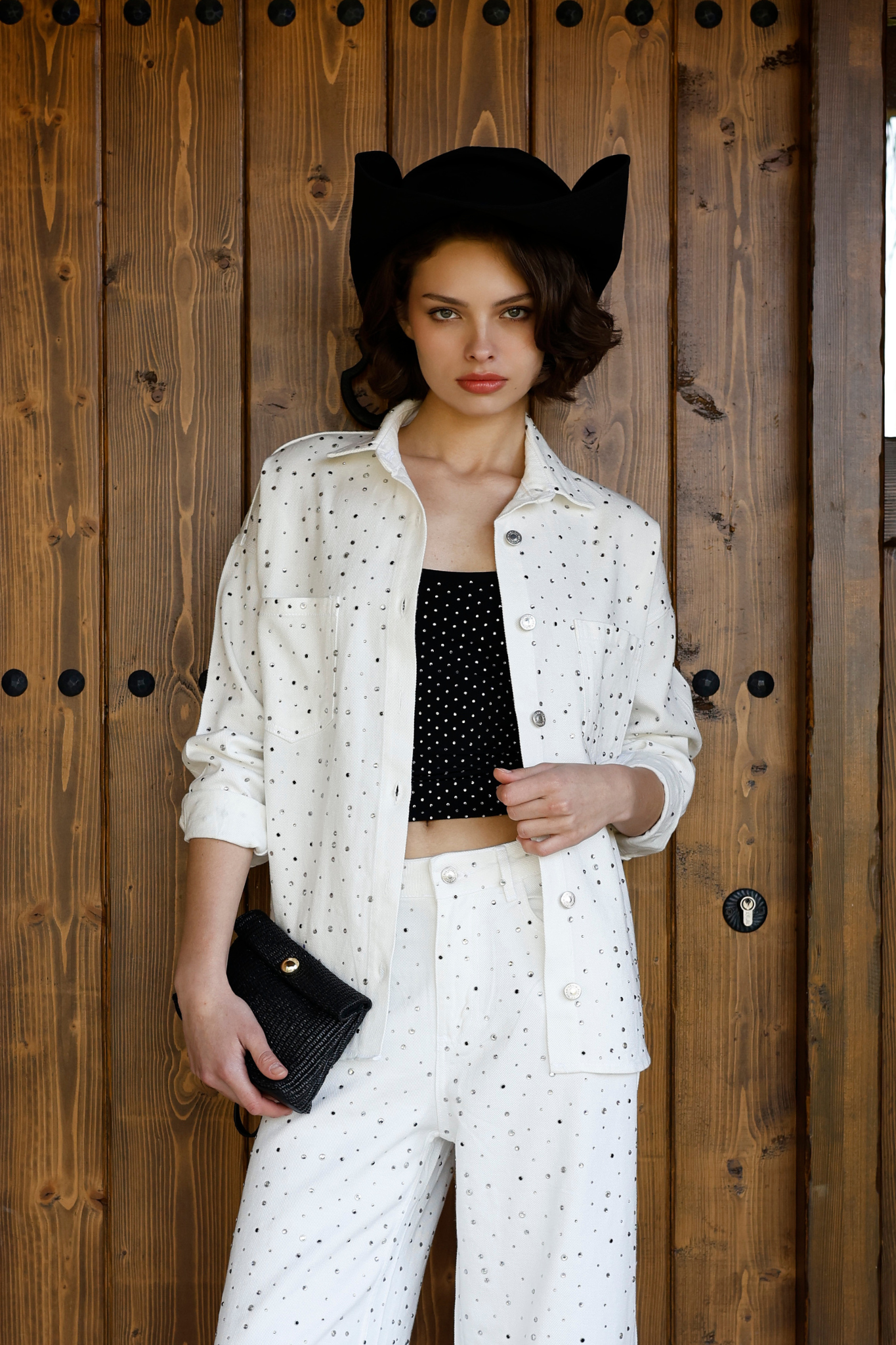 Taşlı Oversize Jean Gömlek